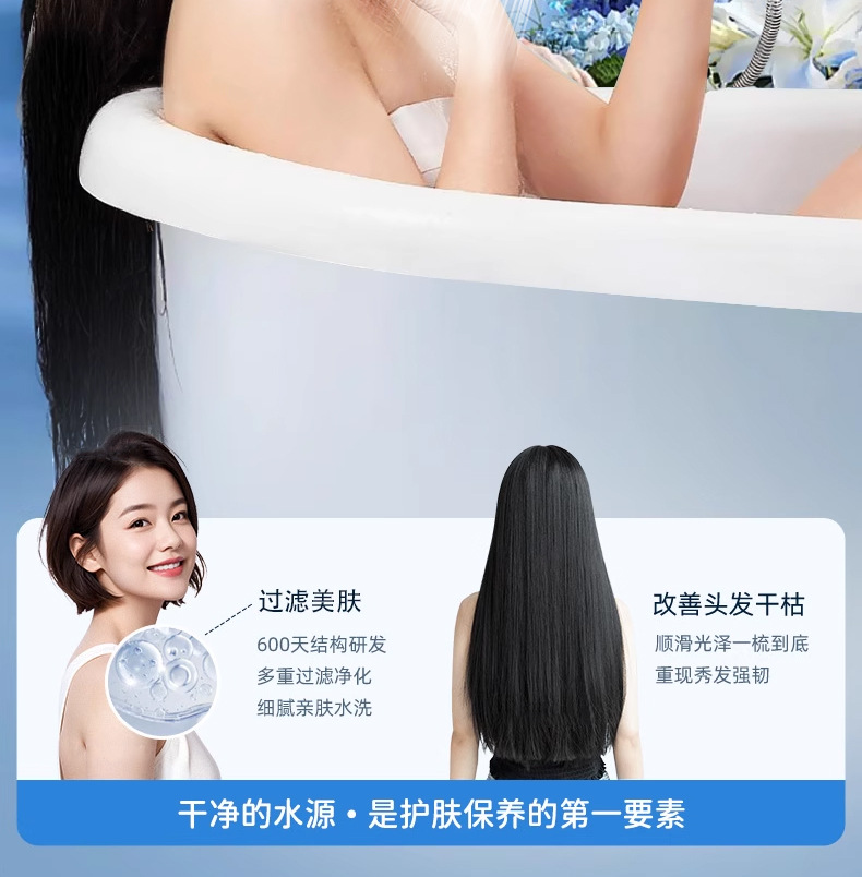 ins pressurized soft water filtration showerhead, acrylic household dual chlorine removal and antibacterial water purification shower head undefined