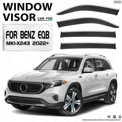 EQB Window visor, Rain shield - standard-packing-without-logo-mercedes-benz-eqb-mk1-x243-2022-organic-glass-silver-bright-strips-window-rain-shield
