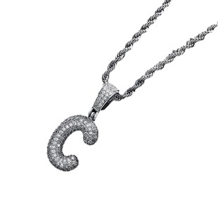Cross-border new 26 English letter pendant hip-hop necklace copper set zircon fashion simple men's and women's necklace