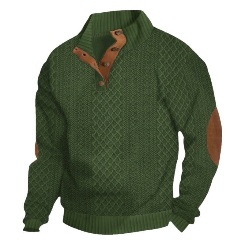 2025 Cross-border para hombre Amazon temu suéter para hombre otoño e invierno delgado cuello alto suéter de punto jacquard de manga larga