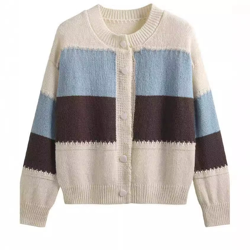 2024 осень и зима новый женский цвет свитер с длинными рукавами свитер кардиган свободный повседневный пиджак прилив