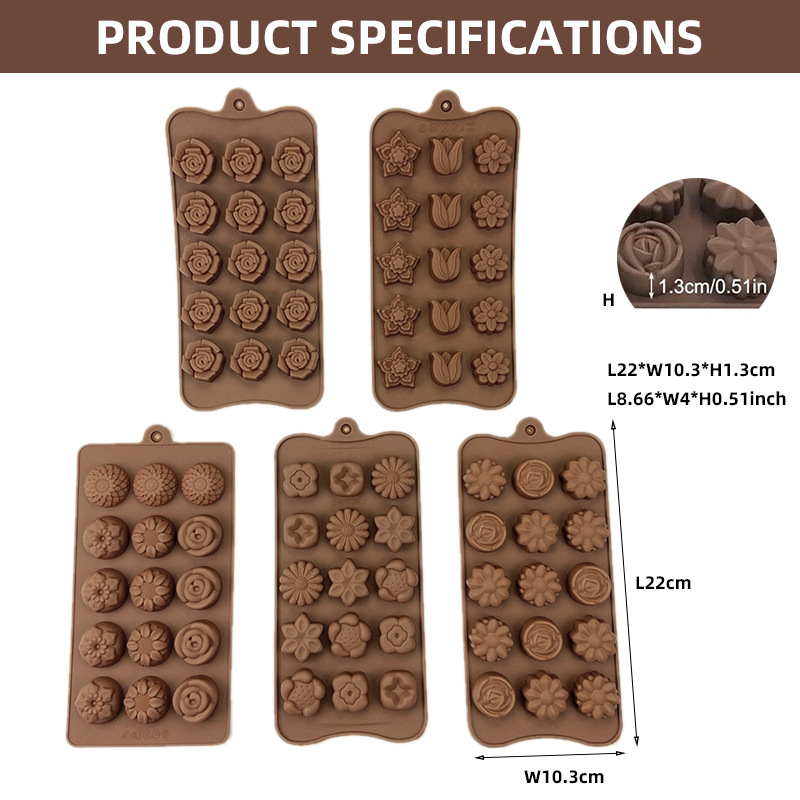 Molde de silicona de grado alimenticio para chocolate, molde DIY para dulces de tulipán, barra energética, molde de chocolate Dubai