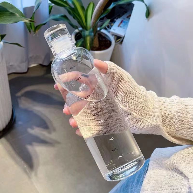 时间刻度杯车载透明塑料杯创意便携大容量网红水杯water bottle