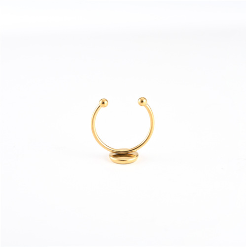New stainless steel disc ring holder with opening U-shaped adjustable ring welding time gemstone holder diy jewelry accessories
