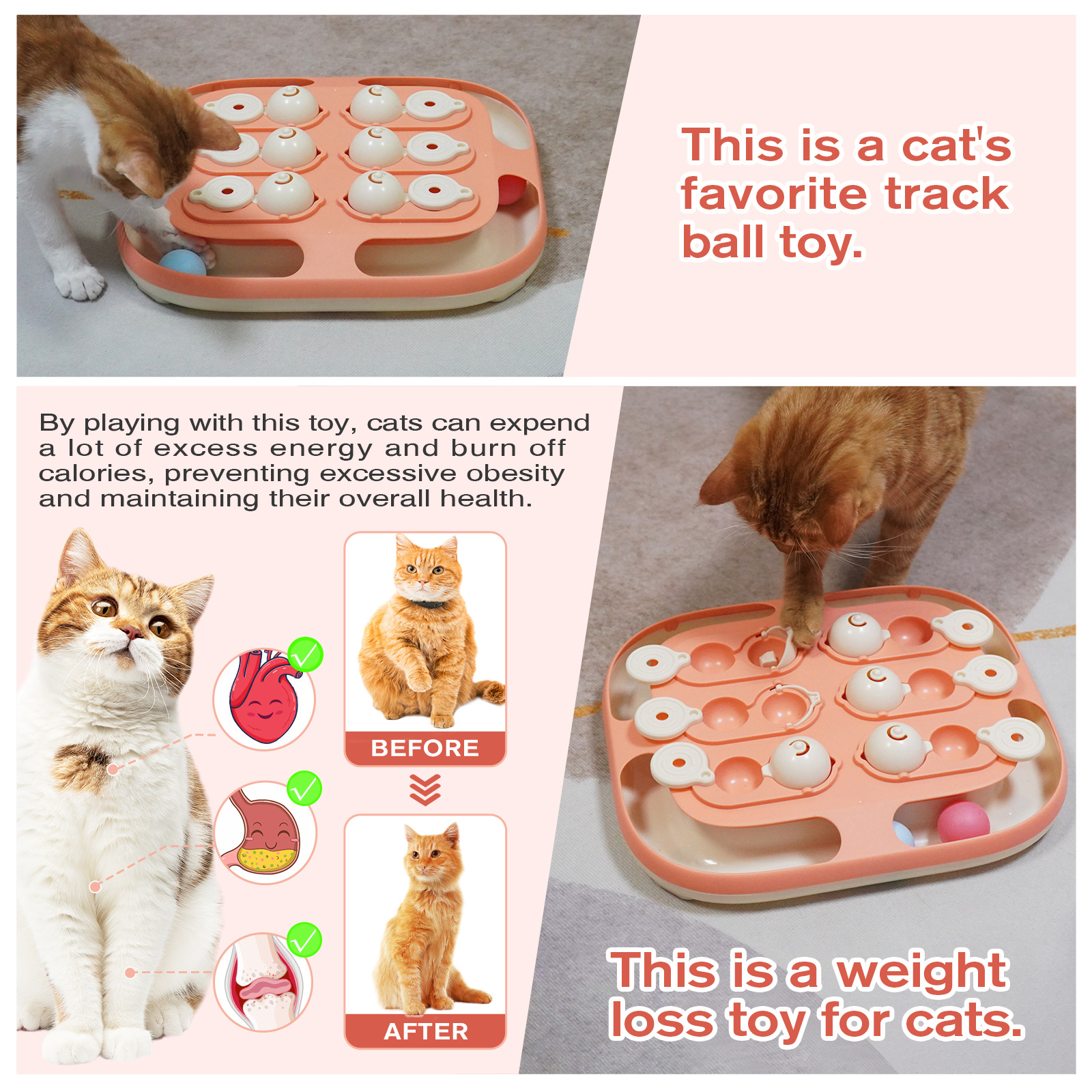 Interactive Cat Treasure Toy with Track Balls, Puzzle Feeder & Dual Difficulty Interactive Cat Treasure Toy with Track Balls, Puzzle Feeder & Dual Difficulty