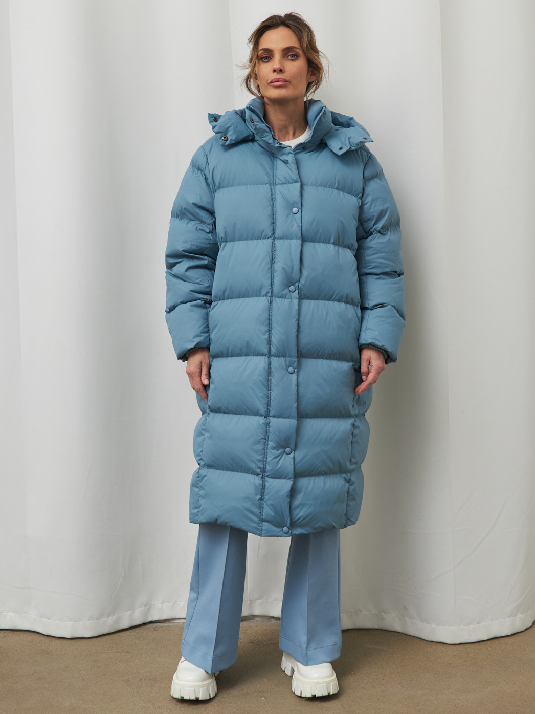 Dames lange donsjas met capuchon warme winterjas_voghion.com