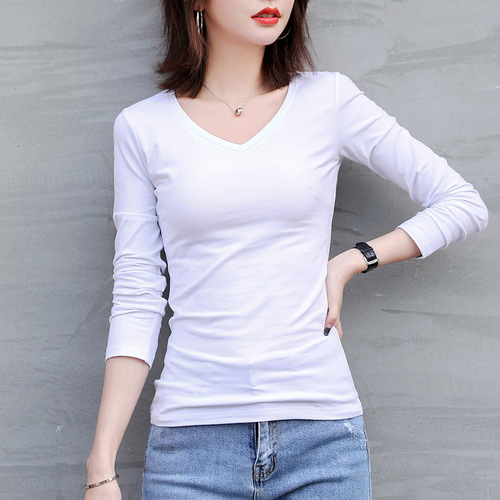 Women's Purple Long Sleeve T-Shirt, Fitted Round Neck Basic Top for Spring and Autumn 2025, Black Women's Top