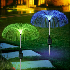 Solar jellyfish lamp LED colorful color-changing fiber optic jellyfish lamp outdoor garden lamp Solar double-layer jellyfish lamp
