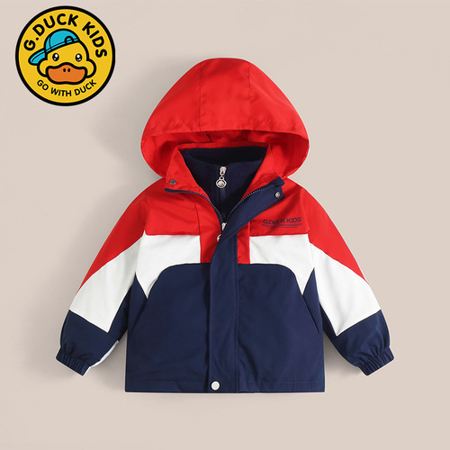 Little Yellow Duck Boys' Windbreaker Three-in-One Children's Coat Autumn Clothing  New Spring and Autumn Style Kids' Clothing for Girls
