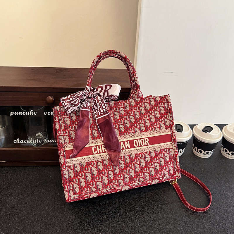 軽豪華大容量刺繍ハンドバッグ2025新品外出百合レディースバッグサラリーマン通勤トートバッグ|undefined