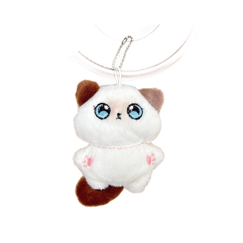 きしむ漫画かわいいロングテールシャム猫ぬいぐるみキーホルダーベル猫ペンダントランドセル人形ペンダントバッチ|undefined