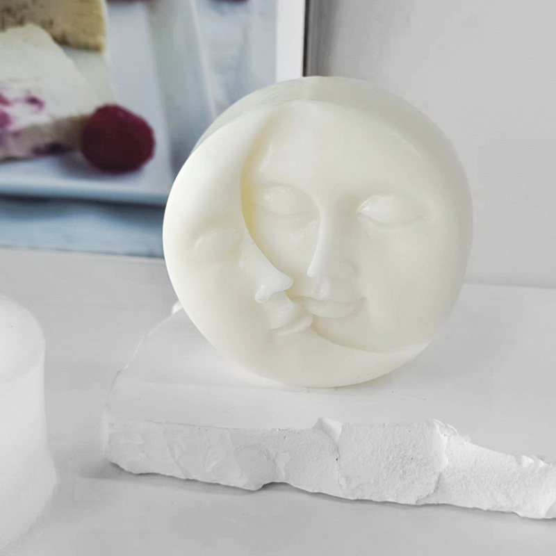 Luna cara de silicona molde jabón hecho a mano aromaterapia vela yeso decoración la torta del molde