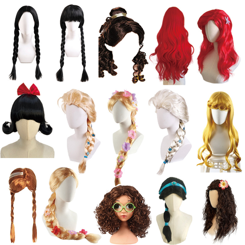 Beauty and the Beast Belle Princess Cute Flower Bud Brown Princess cosplay Wig Adams Double Braid