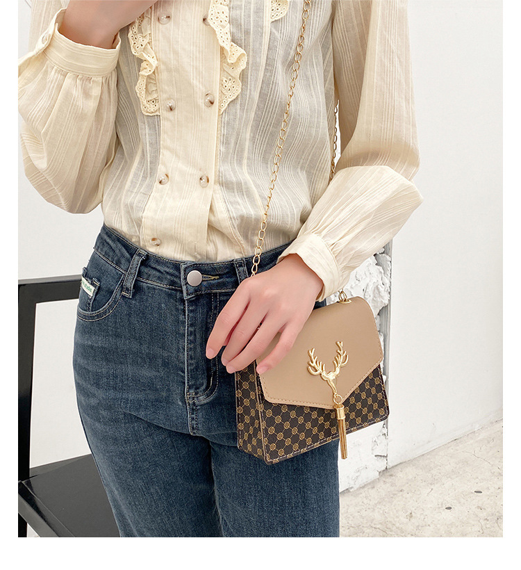 امرأة ميني جلد غير حقيقي كتلة اللون Lingge موضة مربع مشبك مغناطيسي كروس شنطة display picture 5