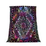 Красочное геометрическое искусство одеяло, хиппи абстрактное солнце и луна пурпурное эстетическое стеганое одеяло одеяло