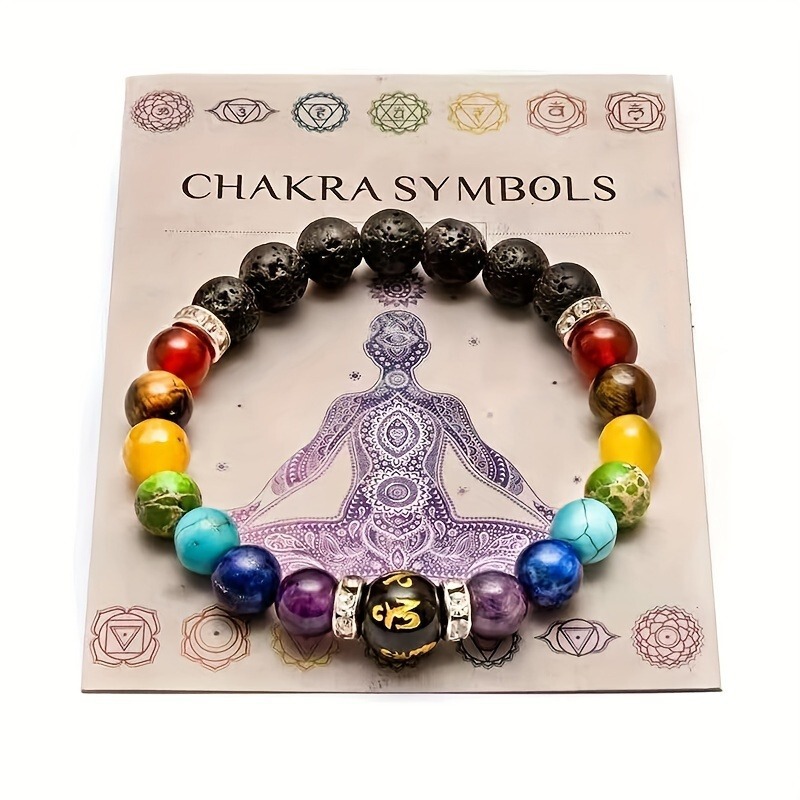 TEMU HISYIN TK Cross-border Explosions Bracelet Colorful Men's and Women's Natural Stone Crystal Anxiety Relief Yoga Meditation Bracelet