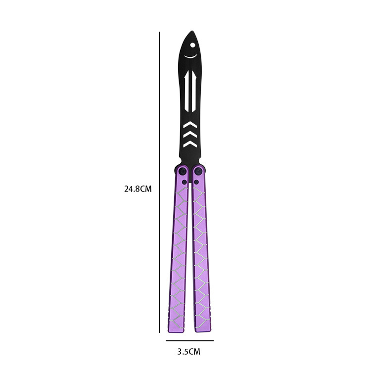 Nuevo divertido pez mariposa cuchillo plegable cuchillo mango de aluminio hoja sin abrir cuchillo de acero inoxidable herramienta de práctica al aire libre fábrica en stock al por mayor
