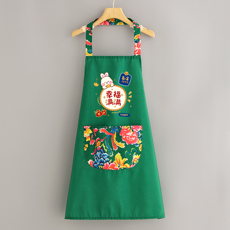 Delantal de estilo étnico de lona de moda, cocina casera, transpirable y antiincrustante, cocina, cintura resistente a la suciedad, ropa de trabajo de granja femenina