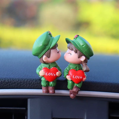 Dashboard, Cute Tree Branch Couple Car ornaments - red-army-couple