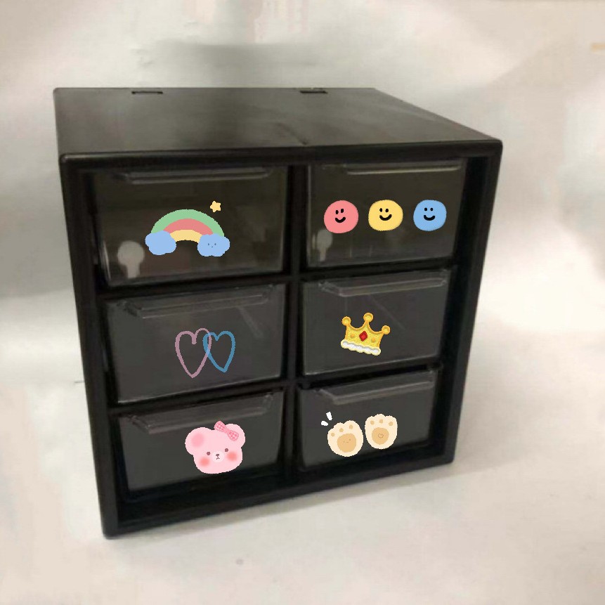 Chica Corazón en jiugongge cajón a prueba de polvo caja de almacenamiento papelería joyería jiugongge cosméticos almacenamiento estudiante