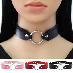 European and American Double-layer Circle Leather Collar Necklace Gothic Harajuku Fashionable Cool Clavicle Chain Dark Distinctive Necklace Necklace