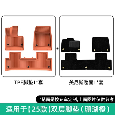 Floor Mats, Tpe Floor Mats, Yu7 – Modelə uyğun ayaqaltı - 25-26-yu7-double-layer-coral-orangemenis-floor-mats
