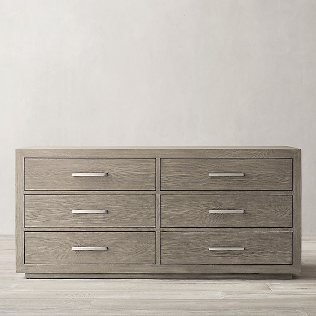 美国RH家具现代简约实木斗柜别墅客厅家用装饰柜乡村复古卧室边柜