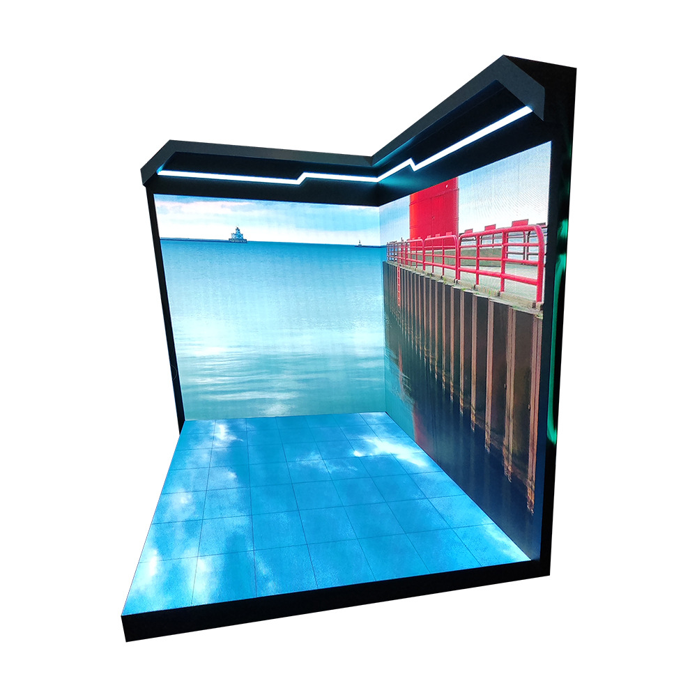 Pantalla LED inmersiva holográfica interior resistente al desgaste resistente al arañazo piso de inducción de alta carga L plataforma pantalla interactiva HD