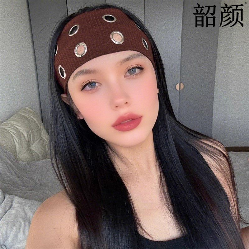 Hot Girls metal agujero redondo hueco elástico cinturón de cabello europeo y americano retro gótico punk rock festival tocado de moda