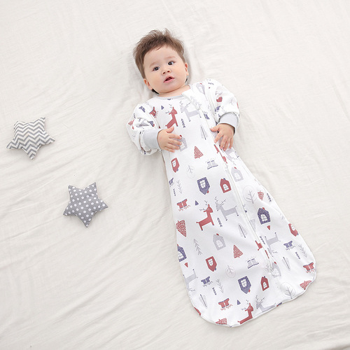 Autumn and Winter Baby Sleeping Bag Swaddling Blanket Newborn Baby Swaddling Bag Baby Surrender Style Multipurpose Kick-Proof Blanket Set of 2 Sleeve