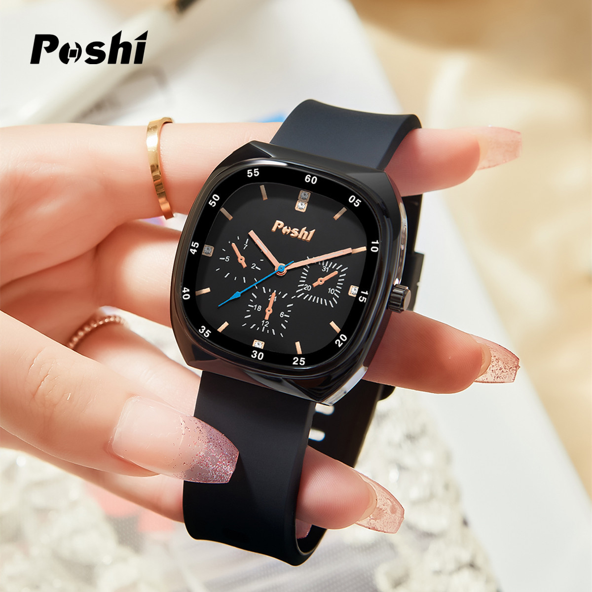 Douyin estalló estilo impermeable moda reloj mujer casual reloj de cuarzo multifuncional luminoso hombres reloj deportivo image 4