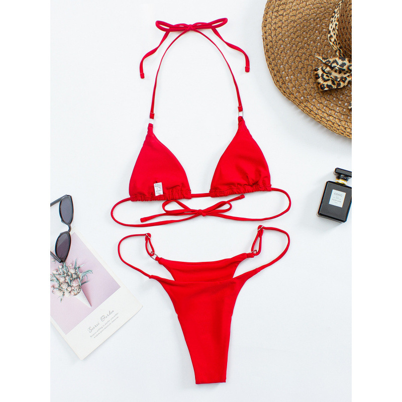 2025 Autumn Spot Wholesale European and American Amazon Three-Point Swimsuit Women's Sexy Split Bikini