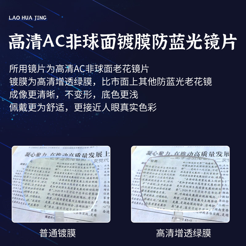 光の源の新型の高清の老眼鏡は青い光の全枠の高級老眼鏡のセイコーの眼鏡の金属の鏡の足を防ぎます。|undefined