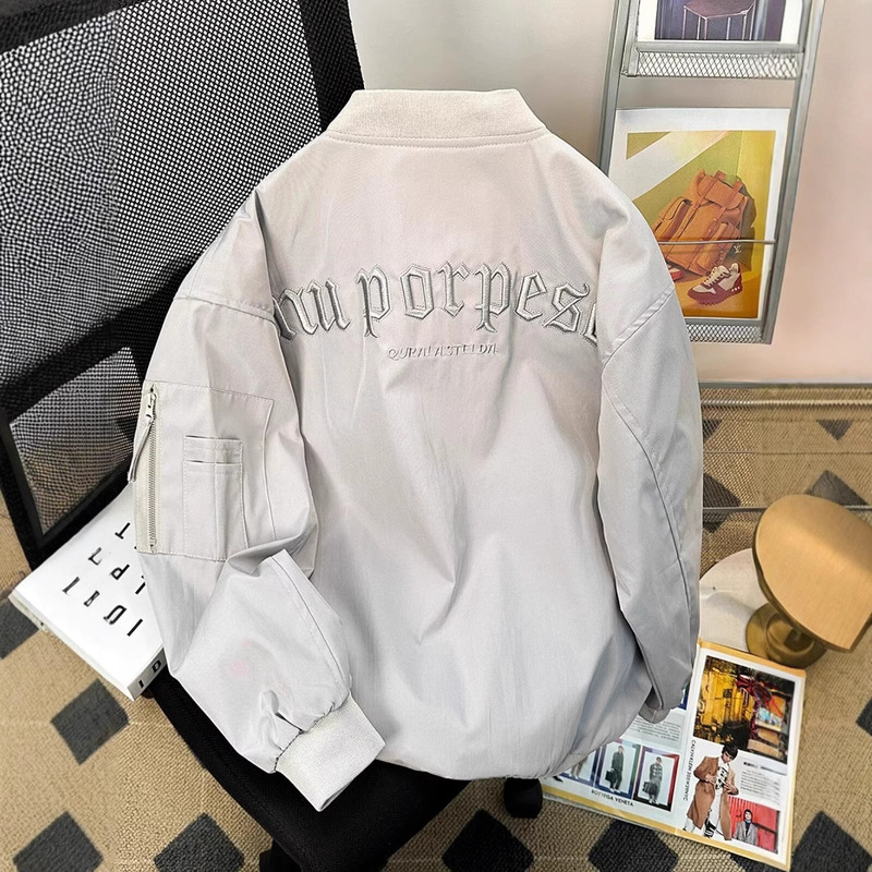 American-style Vibe Embroidered Baseball Suit Men's Spring and Autumn Fashion Brand High Street Jacket Loose Couple Bomber Jacket for Men