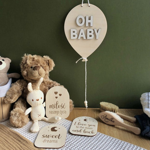 Ins Nordic Style Children's Room Wooden Balloon Decoration Pendant Baby Photo Arrangement Props Home Wooden Plate Hanging Decoration