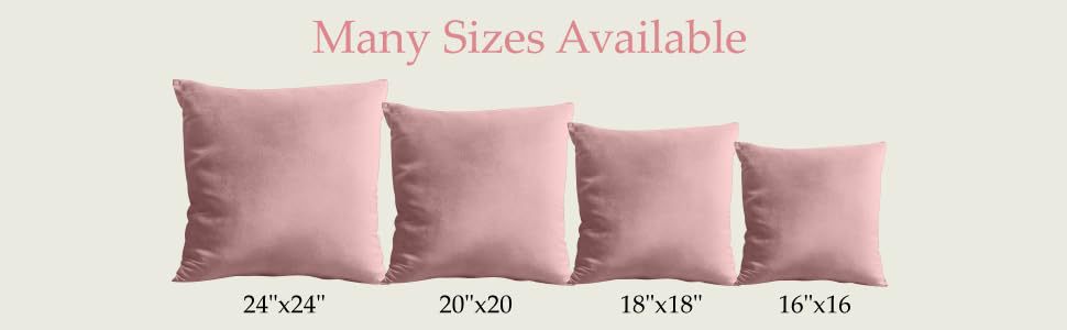 many sizes of pillows on tan background