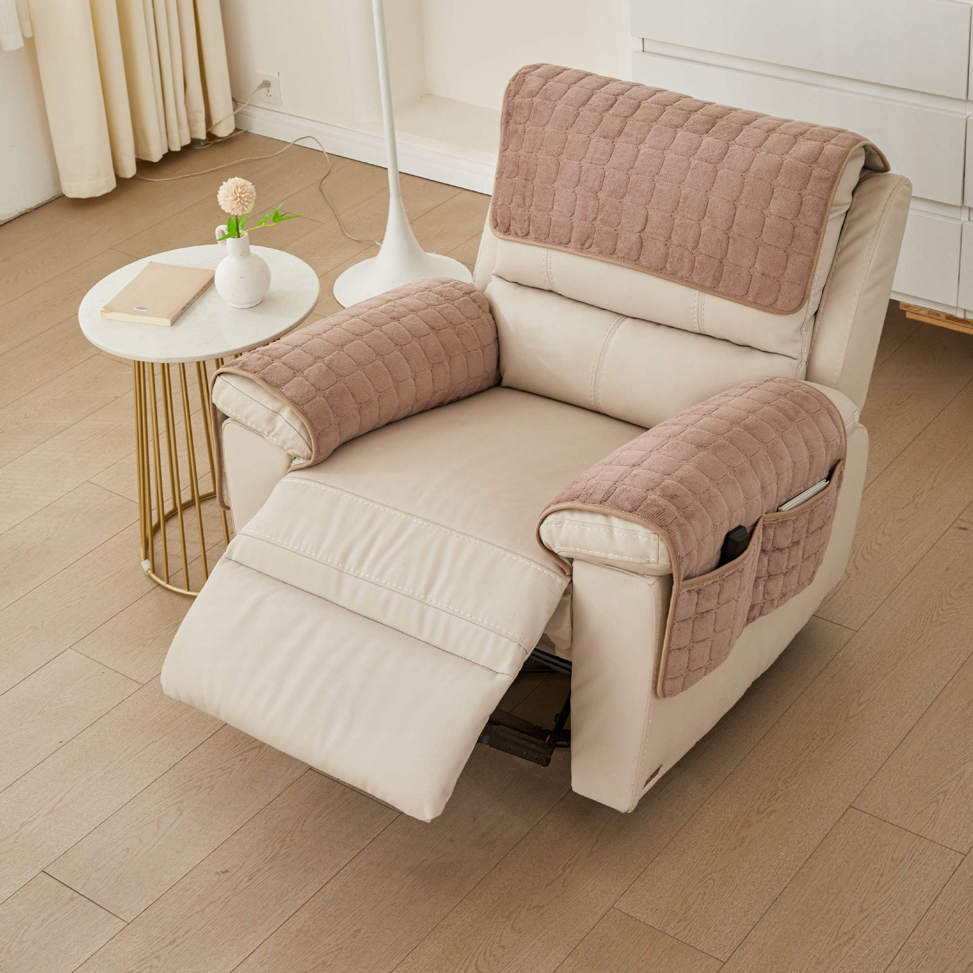 Headrest Cushion And Armrest Cover Three Piece Set For Sofa_voghion.com