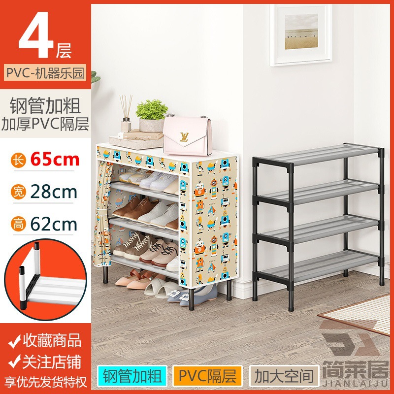 Estante de zapatos multicapa puerta doméstica cubierta a prueba de polvo alquiler simple gabinete de zapatos dormitorio almacenar artefacto mágico gabinete de tela