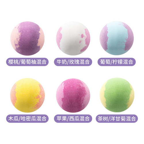 Cross-border two-color bath salt ball 120g essential oil mixed color bath ball hotel bubble bath bath salt wholesale foot bath ball