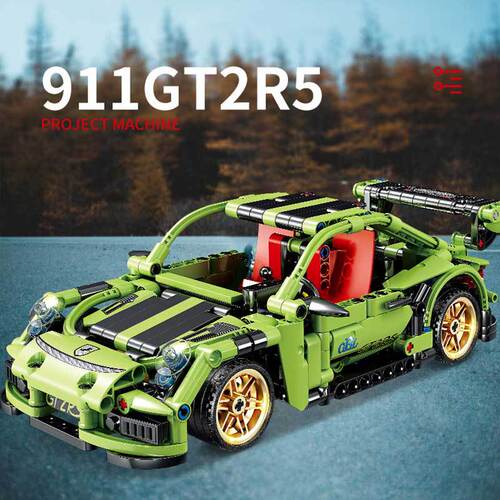 Compatible with LEGO bricks small particles modified racing car pull-back mechanical set children's educational assembly toy boy gift