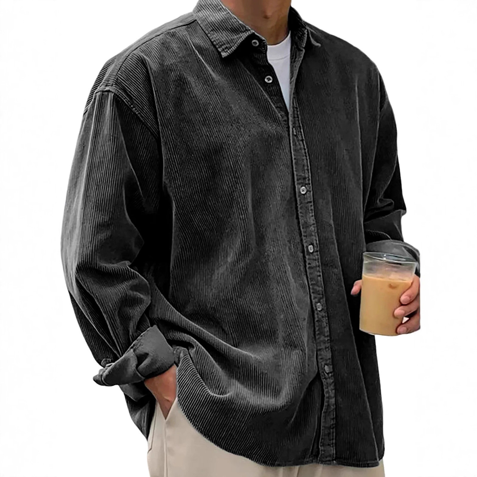 Giacca da uomo in denim a maniche lunghe, alla moda, stile vintage, da lavoro, di tendenza, transfrontaliera europea e americana._voghion.com