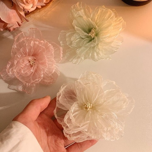 Ultra-fairy Tulle Flower Hair Clips for Women | Summer Forest-Style Side & Back-of-Head Hairpins | Sweet, Girly, and High-End Headwear
