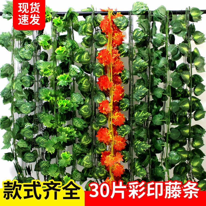 仿真藤条叶子彩印仿真绿叶装饰藤蔓绿萝叶室内造景常青藤植物藤条