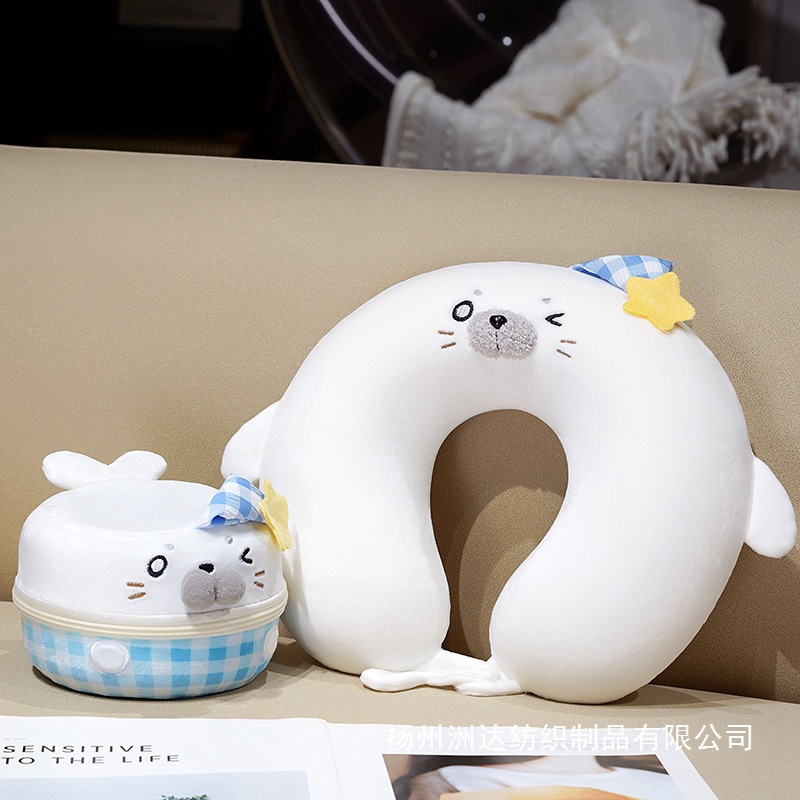 Cartoon Seal U almohada de memoria almohada de algodón de cuello almohada de oficina siesta almohada de viaje almohada portátil se puede almacenar