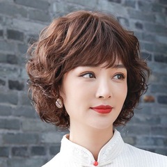 かつら真髪全人毛中高年短巻きかつらセットママ全頭カバーレディースナチュラル真髪カバー