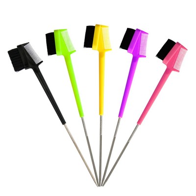 钢针尖尾眉毛梳刷两用染发眉睫毛刷美容挑发猪鬃毛胡须刷厂家直销