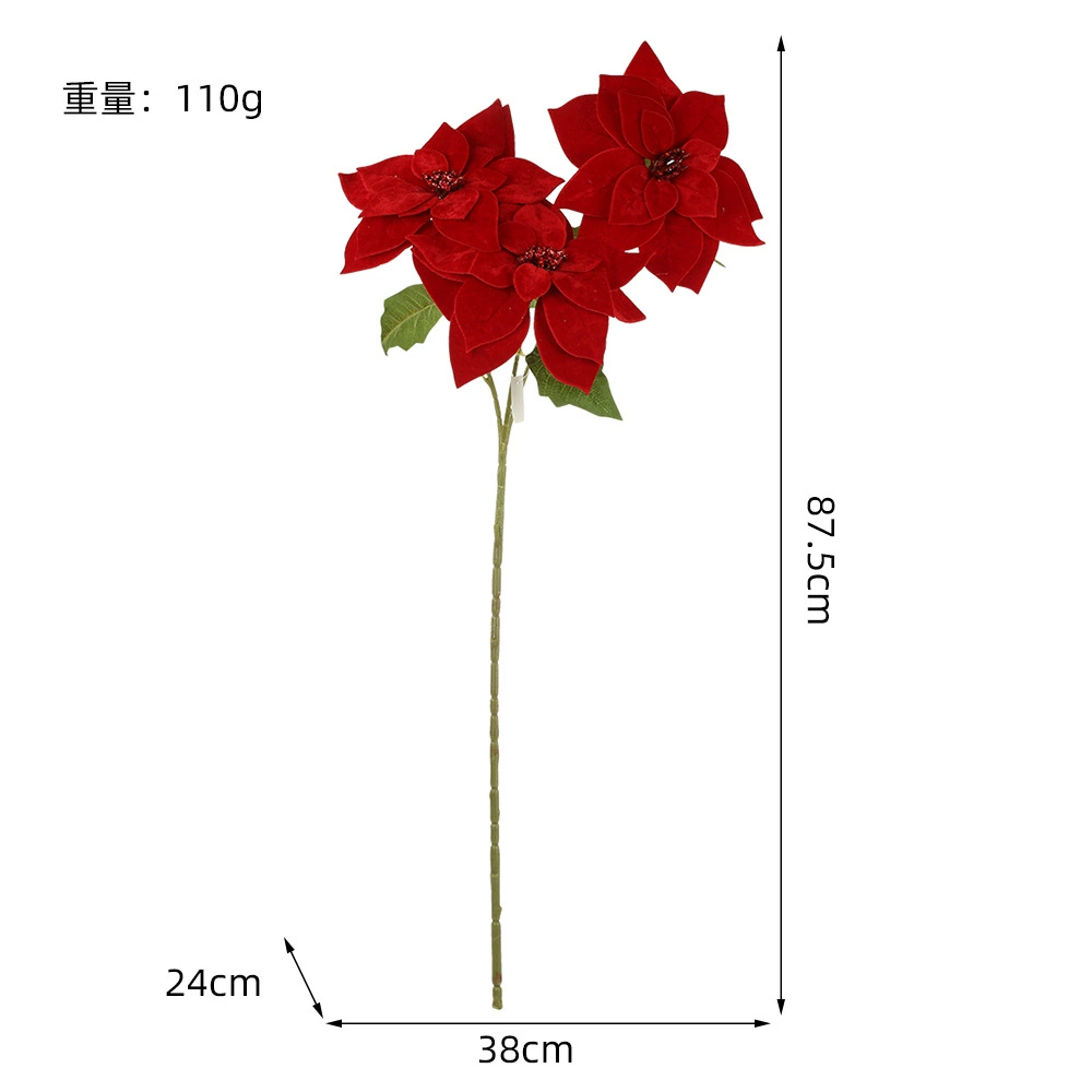 Праздничные искусственные цветы poinsettia для украшения интерьера, цветы дома, флористические украшения, макет рождественской сцены, искусственные цветы