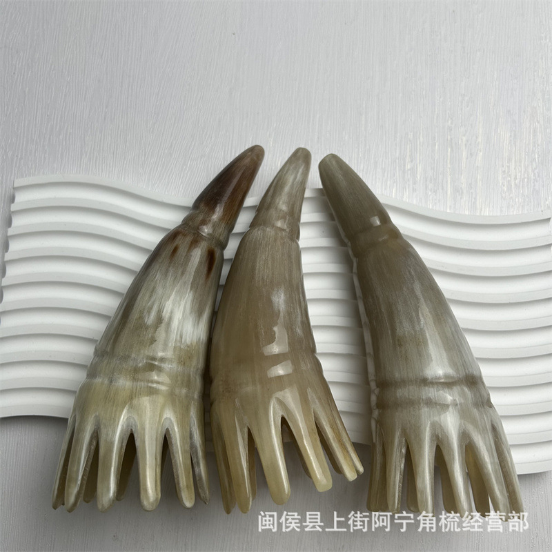 Horn Comb Long Hair Washing Comb Massage Comb Gua Sha Board Meridian Head Therapy Comb 15-20CM overview