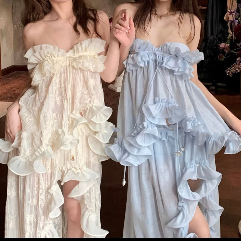 In Stock/26 Eyelash Starfish Shell Decoration Wave Top + Skirt Two-Piece Set In Stock/26 Eyelash Starfish Shell Decoration Wave Top + Skirt Two-Piece Set