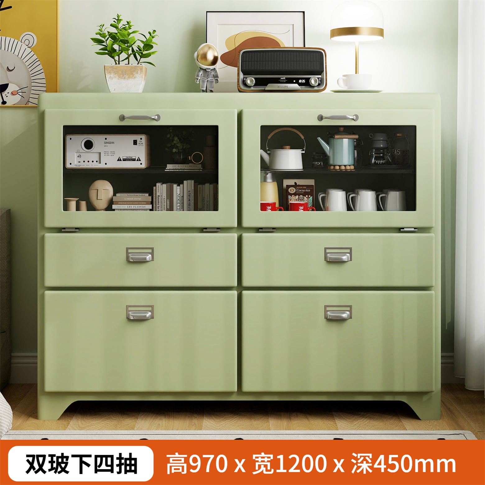 Ventas transfronterizas de metal japonés armario de café armario de arco armario de comedor armario de bar armario de hierro forjado tazas armario de almacenamiento